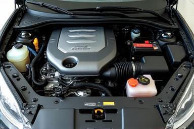 Spotless car engine compartment.