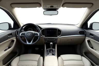 Clean interior of a white SUV.