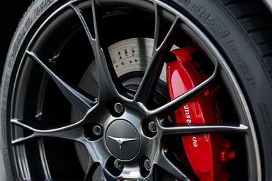 Close-up of a perfectly cleaned and shined car wheel.