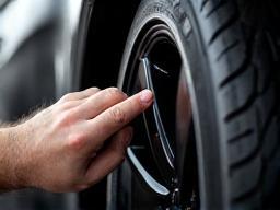 Close up of a car tire being shined.